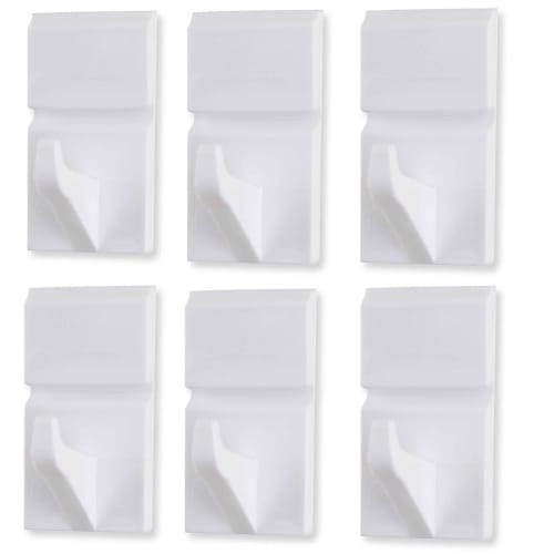 Set of 6 wall-mounted hooks, easy to install with a stapler, no damage to walls, leaves minimal marks (5kg weight capacity, suitable for drywall, wall