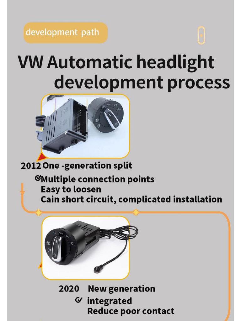 Compatible with Volkswagen: Bora, Lavida, Passat, Polo, Beetle, Sagitar, Jetta, Langxing, Santana - Automatic Headlights