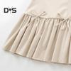 Women Summer Dress Sleeveless Bow Decor Pleated A-line Solid Color Mini Dress Back Zipper Closure O Neck Vest Dress for Dating Party