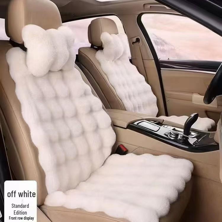 Winter Velvet Car Seat Cushion Set - Thickened Plush, Warm, 3-Piece with Backrest