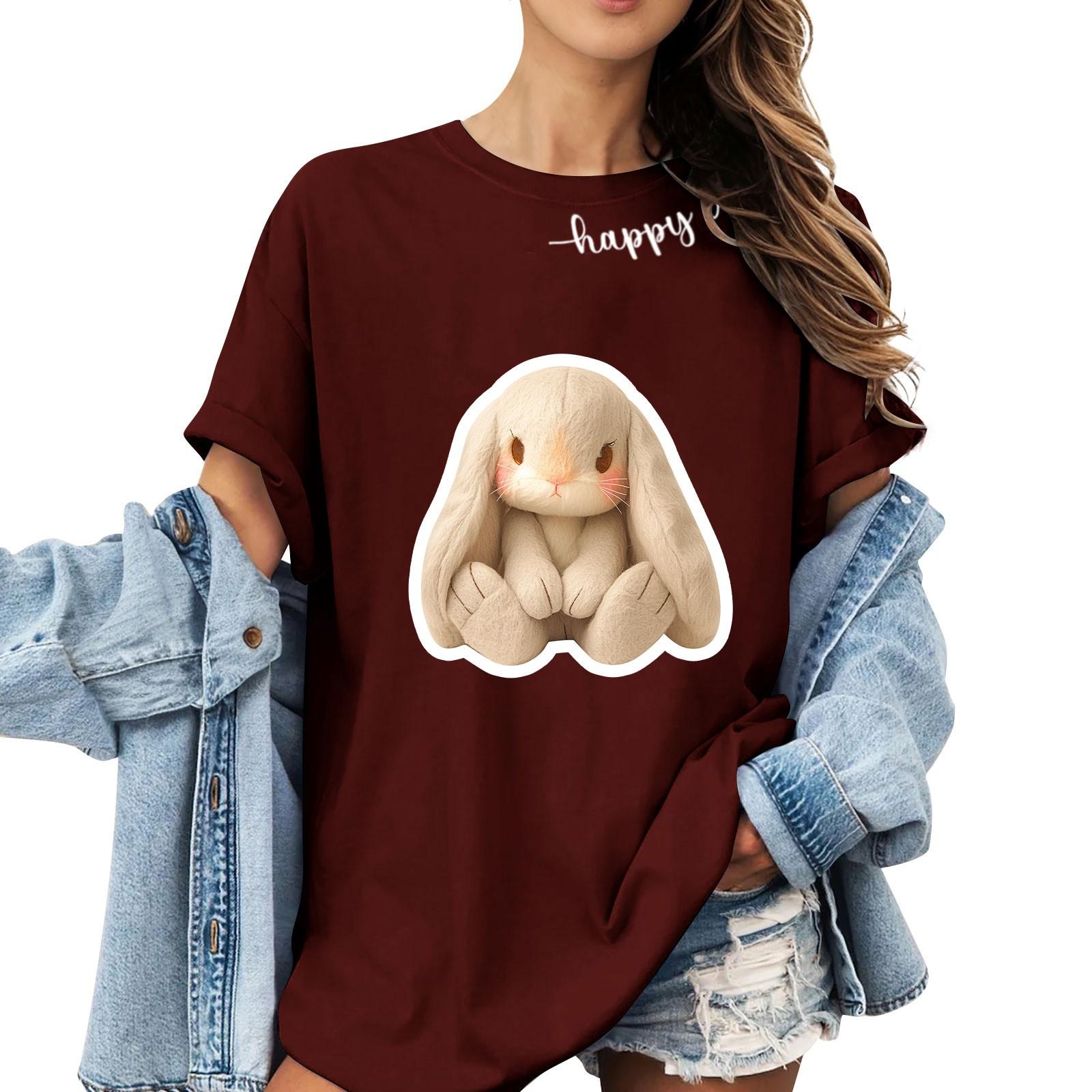 

T Shirts Short Sleeve Tees For Women Fashion Tops Lightweight Soft Casual Summer Outfits Clothes XL винный