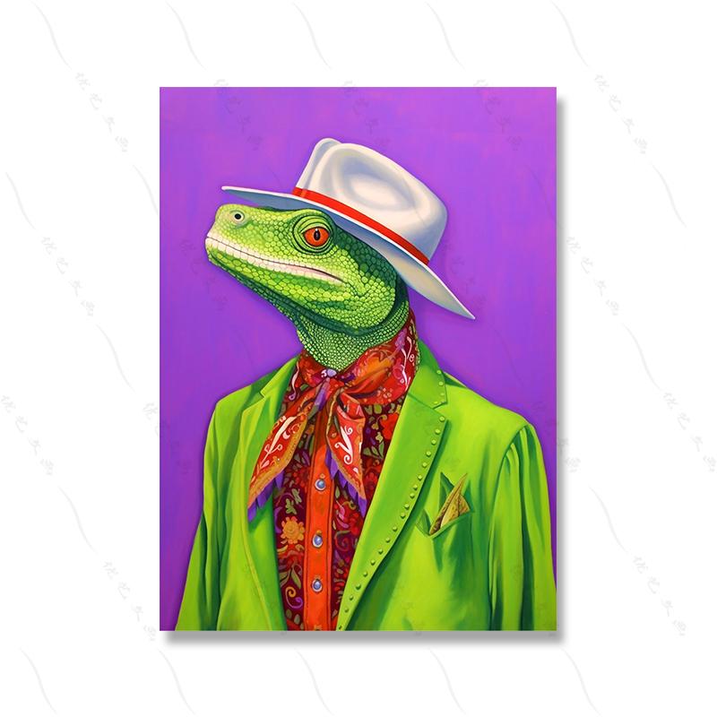 Fashion Animal Tyrannosaurus Fashion Funny Poster Print Club Wall Art Canvas Zebra Illustrated Living Home Painting Home Decor