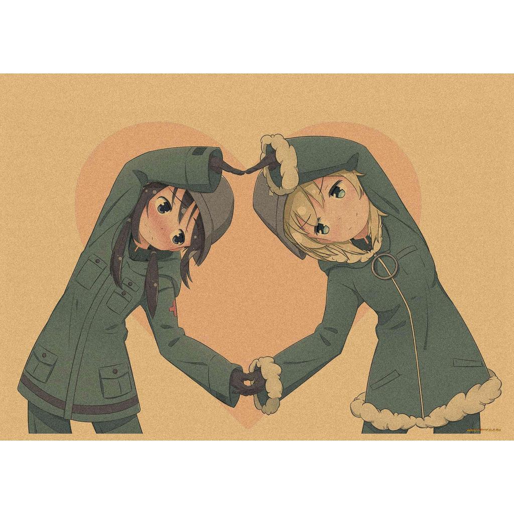 Retro Japanese Anime Girl Journey Poster - Kraft Paper Decorative Wall Art
