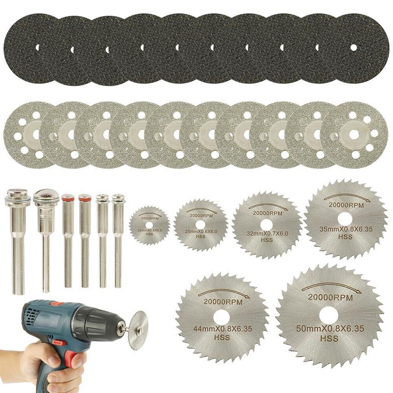 32Pcs//set Diamond Cutting Discs Wheel HSS Saw Blades Kit Drill Bit Rotary Tool
