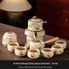 9-Piece Ru Kiln Dunhuang Flying Apsara Automatic Ceramic Tea Set