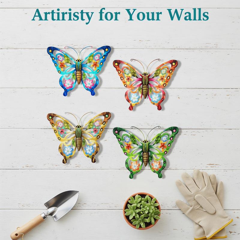 New Large Cutout Metal Butterfly Wall Art, Rust-Proof Outdoor Metal Sculpture For Garden Fence Patio Yard - Unique Gift