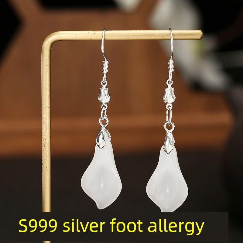 

Женские серьги в китайском стиле Хан из стерлингового серебра 999 пробы, ципао Lily foot silver hook Long