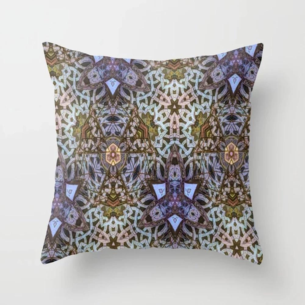 Home Decor Pillowcase Boho Psychedelic Texture Polyester Print  for Bedroom Living Room 45x45cm Funda De Almohada
