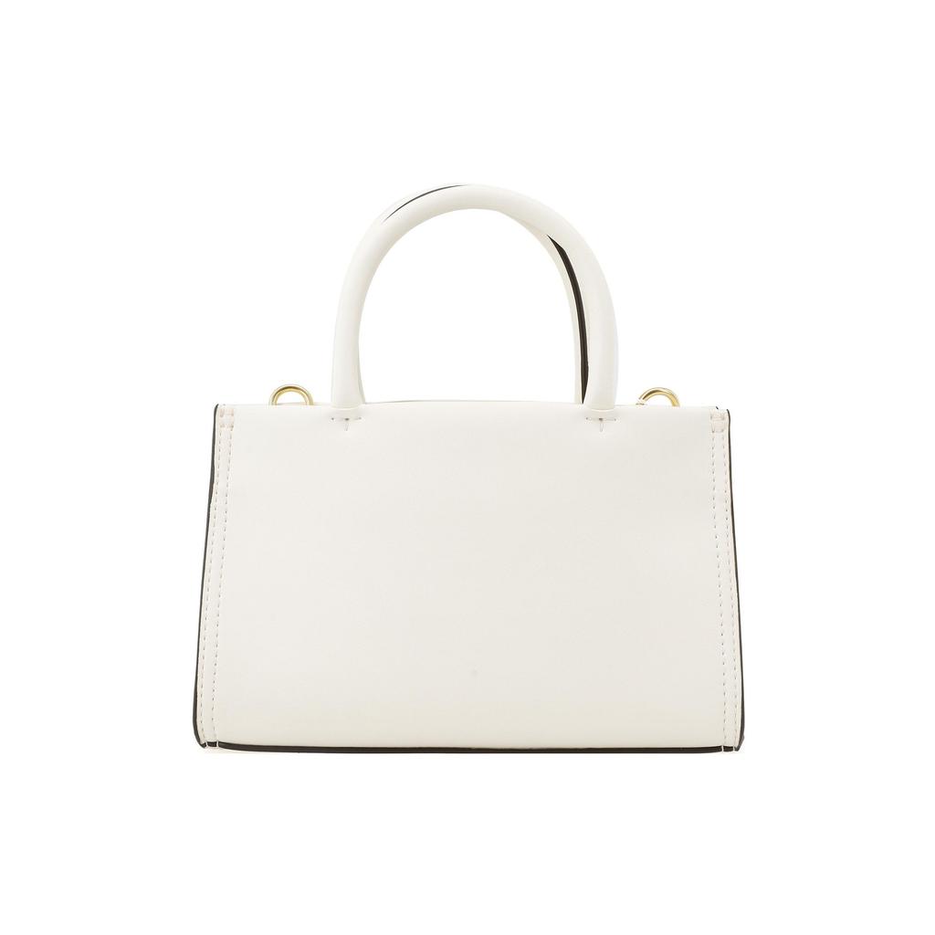Tory Burch Ella Magnetic Snap Adjustable Detachable Shoulder Strap Faux Fur Tote Bag Shopping Bag Crossbody Handbag Mini Women Tote White 145613-100