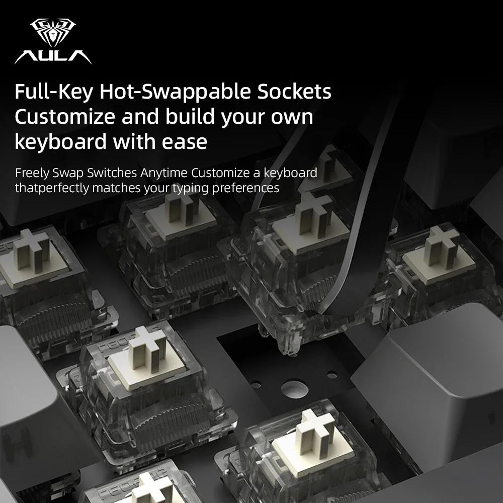 AULA F108 Pro V2 8KHz Polling Rate 10000mAh Tri-Mode Wireless Gaming Keyboard 100% Full Size RGB Hot-swap Gasket TFT Screen Mech
