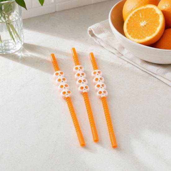 Yousheng Plastic Halloween Straw, Spooky Pumpkin Skull Skeleton Drinking Straw for Halloween Party Favors, Kitchen Table Decor