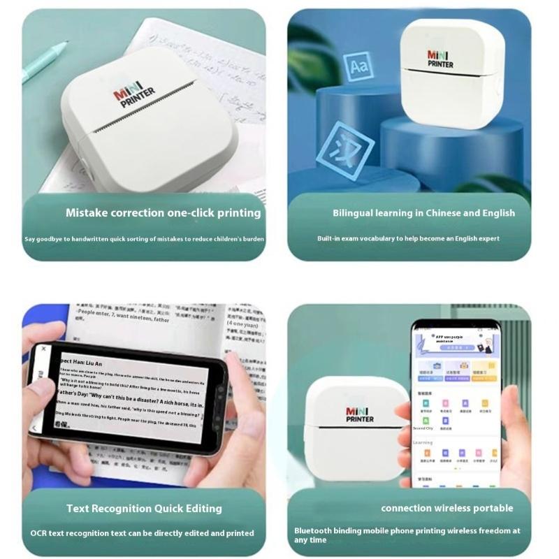 High Definition Portable Label Printer For Students Homework Sticker With OCR Wireless Scanner Rechargeable Battery