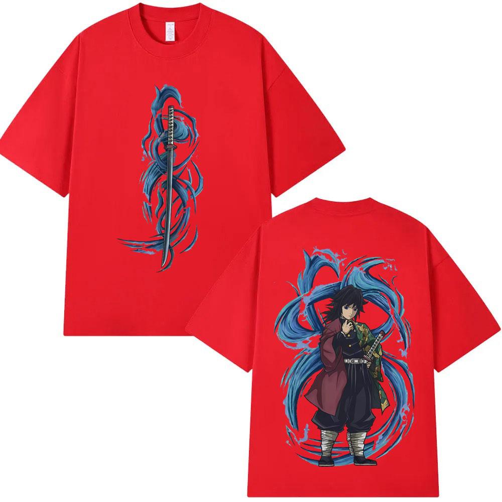 Anime Demon Slayer Water Hashira Tomioka Giyuu Graphic T Shirt Men Women Cartoon Manga Merch Tshirt Male Casual Cotton Tshirts