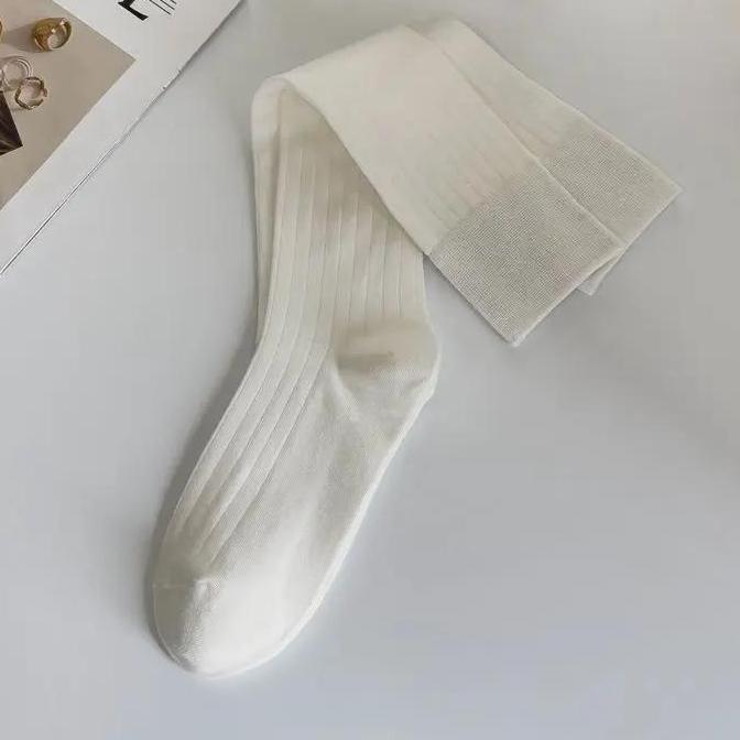 Women Thin Hollow Out Long Loose Socks JK Lolita Sweet Girls Japanese Solid Color Breathable Cotton Spring Summer Stocking