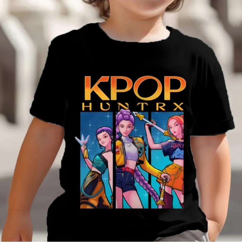 KPop Demon Hunters Saja Boys Kids T-shirts Baby Girl Boy Cartoon Short Sleeve Tops Anime Fans T-shirt Children's Clothing