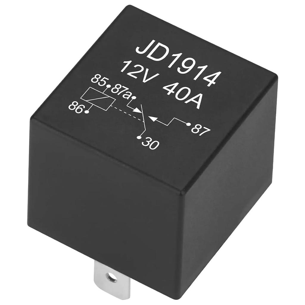 4Pin 5Pin JD1914 Car Relay 12V 24V 40A SPDT Car Switch and Starter Waterproof Relay for Boat Tractor Truck Motorcycle(5P 12V 40A)