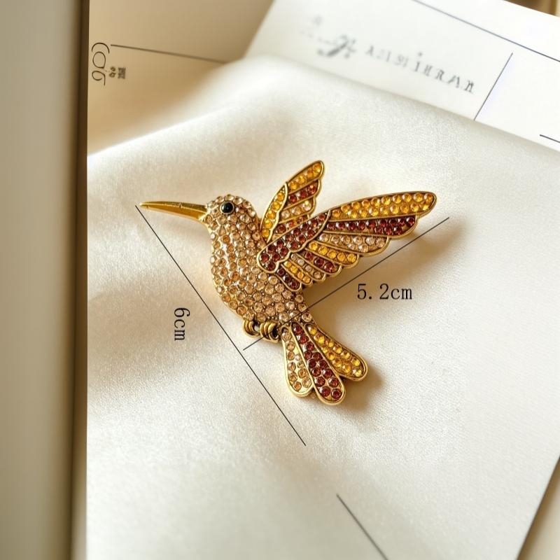 Sparkling Rhinestone Hummingbird Brooch Shiny Multicolor Design Ideal For Daily Wear Party Jewelry Gift For Women