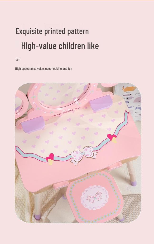 Children’s Wooden Princess Vanity Set with Jewelry Box