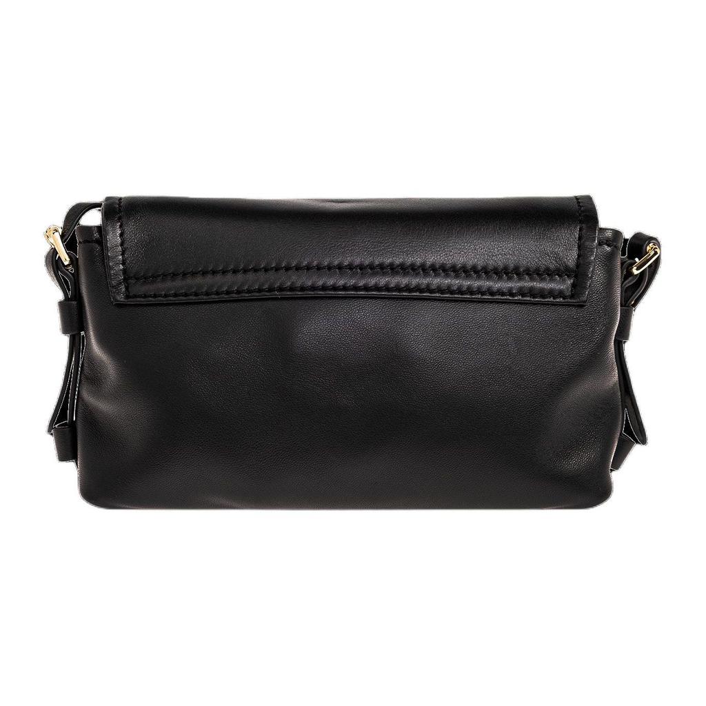 Moschino Logo Detail Magnetic Snap Leather Crossbody Shoulder Bag Women bags Black A755280021555