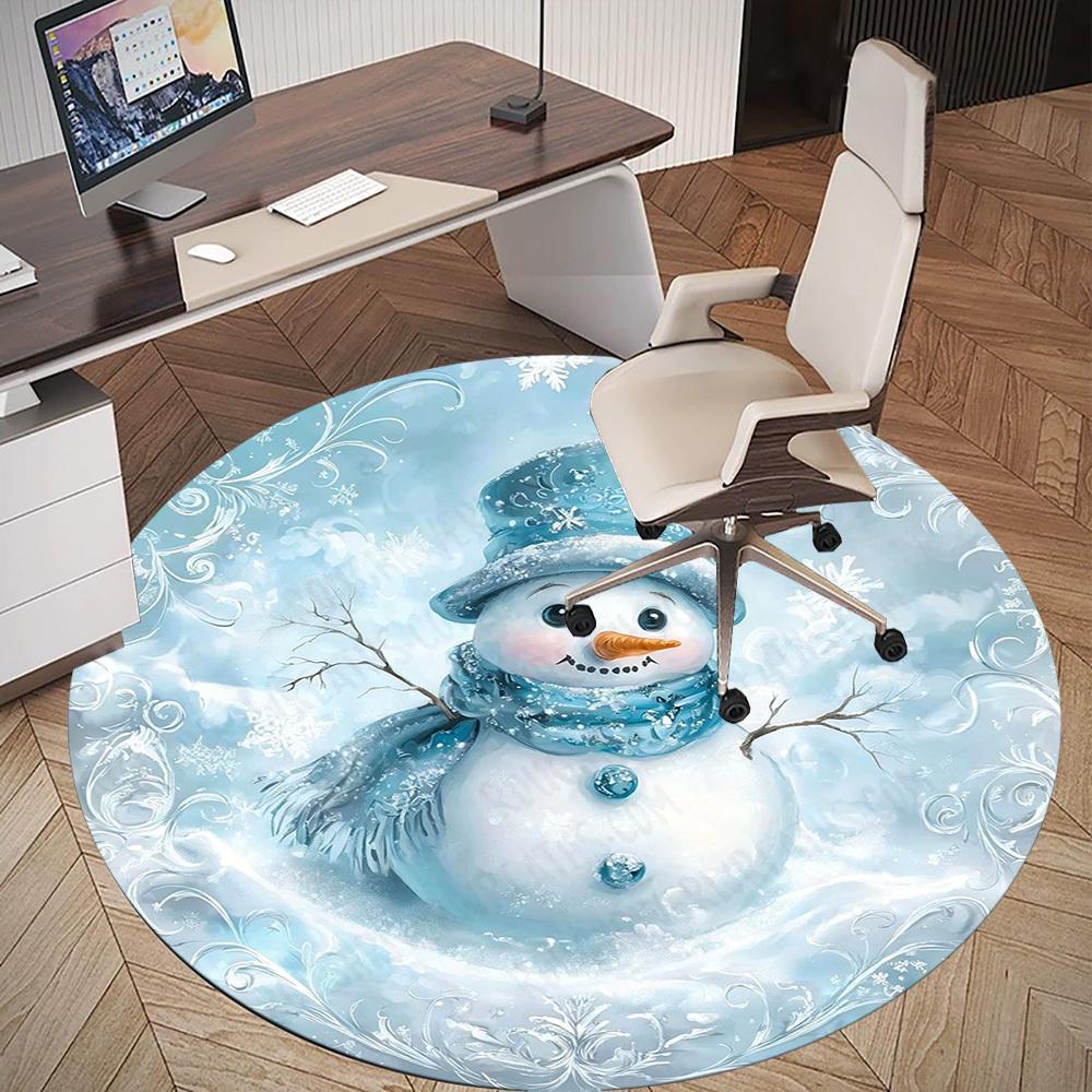 1PC snowman winter Office Round Area Rug, Under Office Chairs Bedroom Living Room Home Decor,Carpet for Office, -1110223