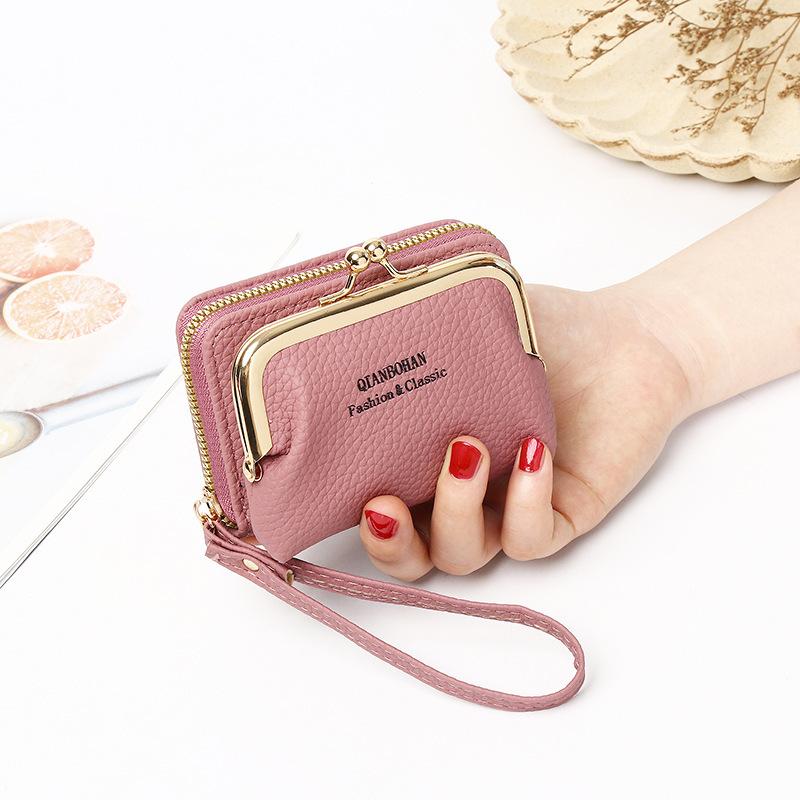 2026 Newest Women's Wallet Wrist Strap Short Coin Purse Card Holder Korean Style Coin Clip Bag Multi-Card Slot