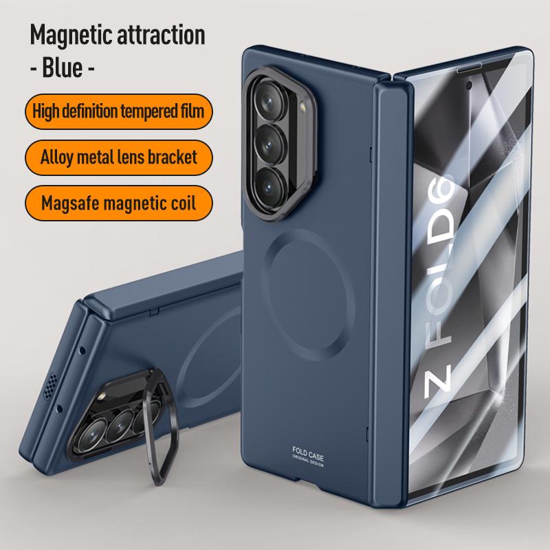 Magnetic Hinge Lens Hidden Bracket Phone Case For For Samsung Galaxy Z Fold 7 6 5G For Magsafe Screen Protect Film Shockproof Cover