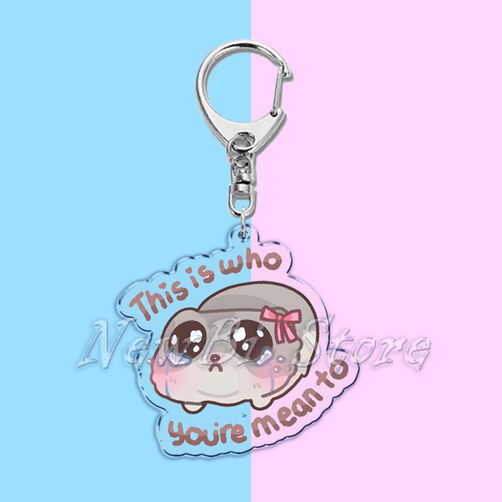 Fun Meme Im Just A Girl Sad Hamster Key Chain Keychains Ring for Accessories Bag Funny Pendant Keyring Jewelry Fans Gifts