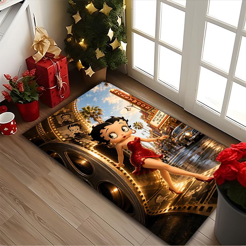 1pc Office Printed Area Carpet, Betty Boop Rug, Home Sofa Chair Mat For Christmas and Halloween Décor