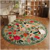 Vintage Floral Round Carpet Living Room Large Rug Retro Green Floral Area Rugs Bedroom Sofa Chair Floor Mat