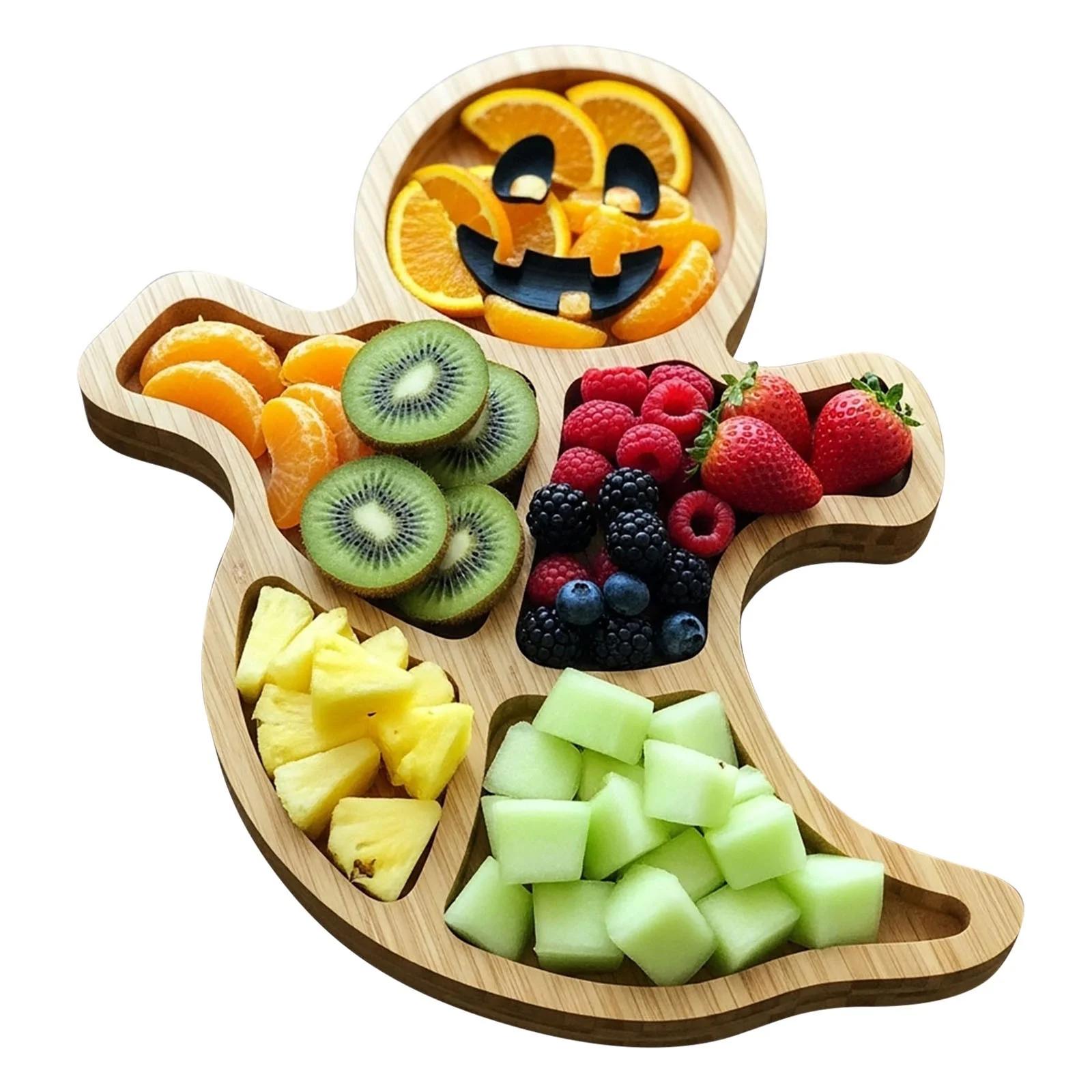 

Хэллоуин Поднос для мясной нарезки - Деревянное сервировочное блюдо со жуткими рисунками для вечеринок, Дисплей для сыра и мясной нарезки, Декор для центра стола One Size