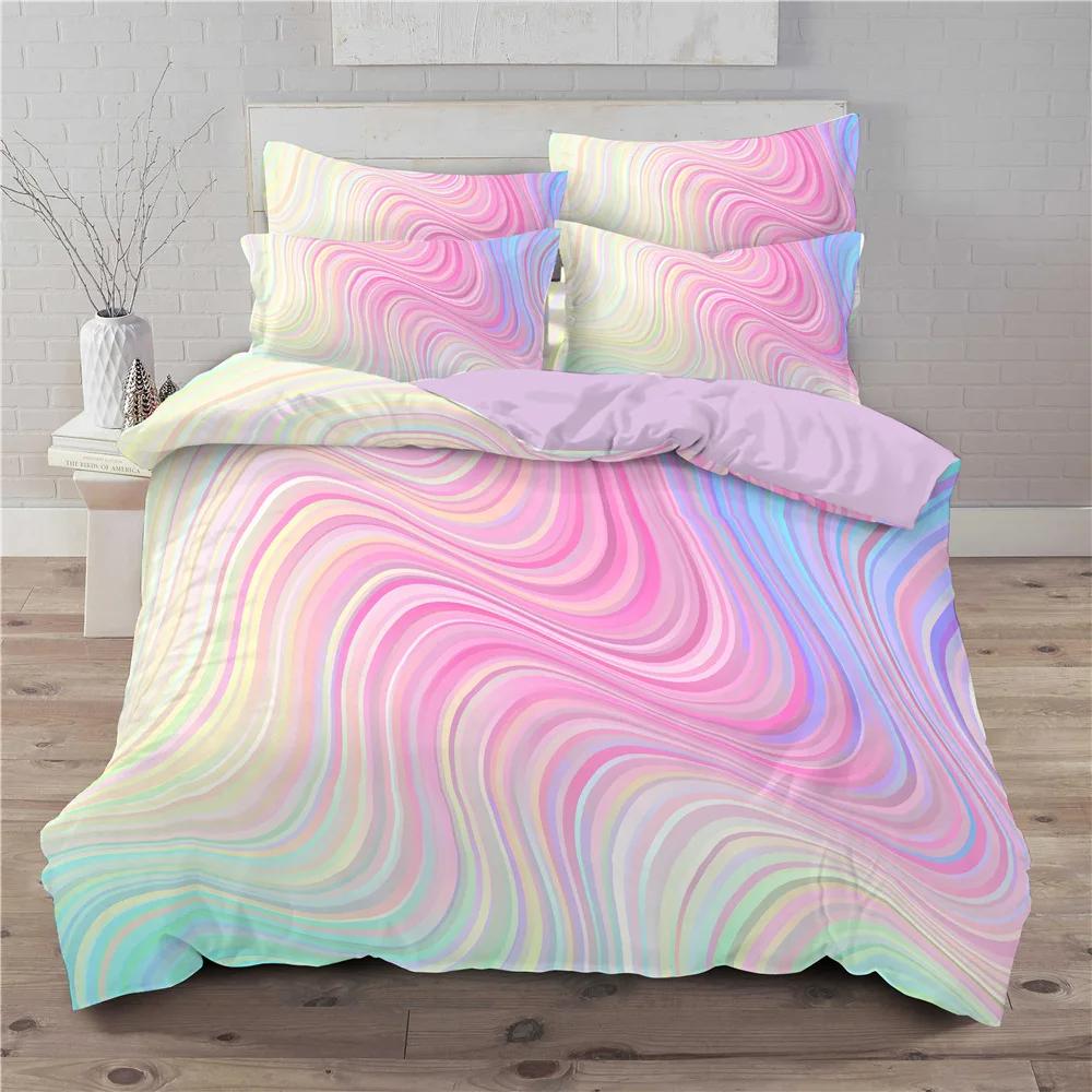 Comforter Rainbow Ombre Queen King Romantic Style Bedding Set For Girls Kids Teens 3 Piece Set With 2 S No Quilt
