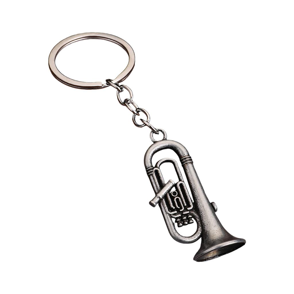 Rustproof Retro Style Keyring Bag Pendant Musical Instrument Keychain Zinc Alloy Construction For Daily Use