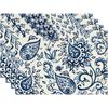 1 Stück Set Beige Floral Paisley Tischsets, 30x45CM Leinen Tischmatten Mit Blauen Floralen Mustern Für Frühlingsessen, Party Deko