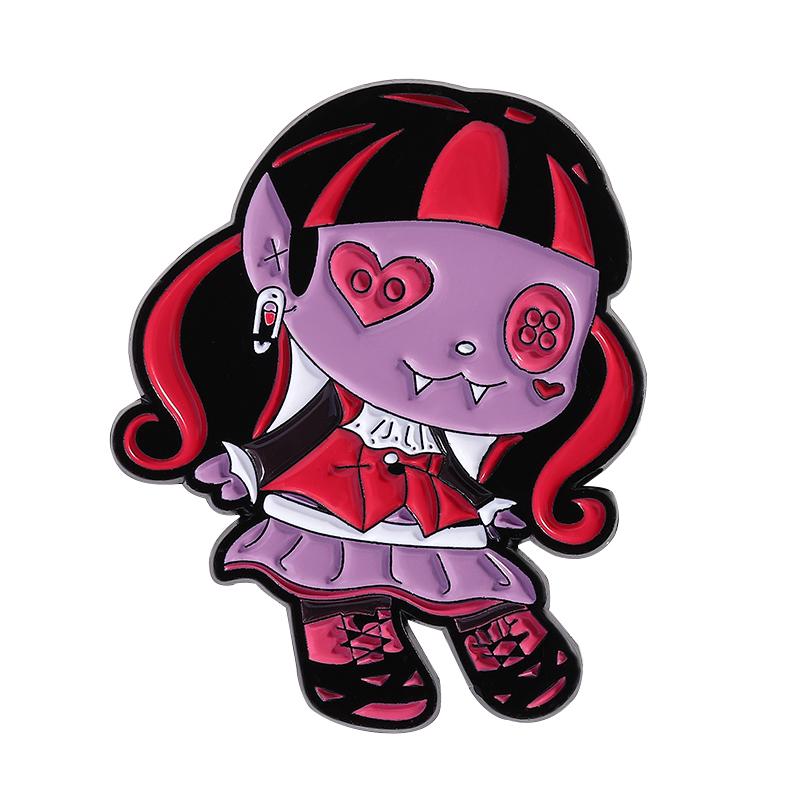 Dark Horror Doll Enamel Pins Custom Magic Girl Brooches Lapel Badges Clothes Gothic Jewelry Gift for Kids Friends