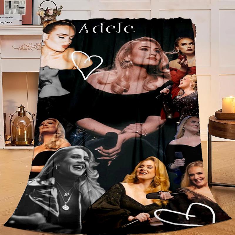 1PC A-dele's pop music Flannel Blanket Gift, Suitable for Both Men And Women, Soft Ideal for Beds And Sofa, Birthday Or Christmas Gift