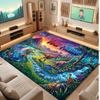 Dinosaur Theme Soft Crystal Velvet Rug Custom Name & Text Print Non Slip Floor Rug for Bedroom Living Room