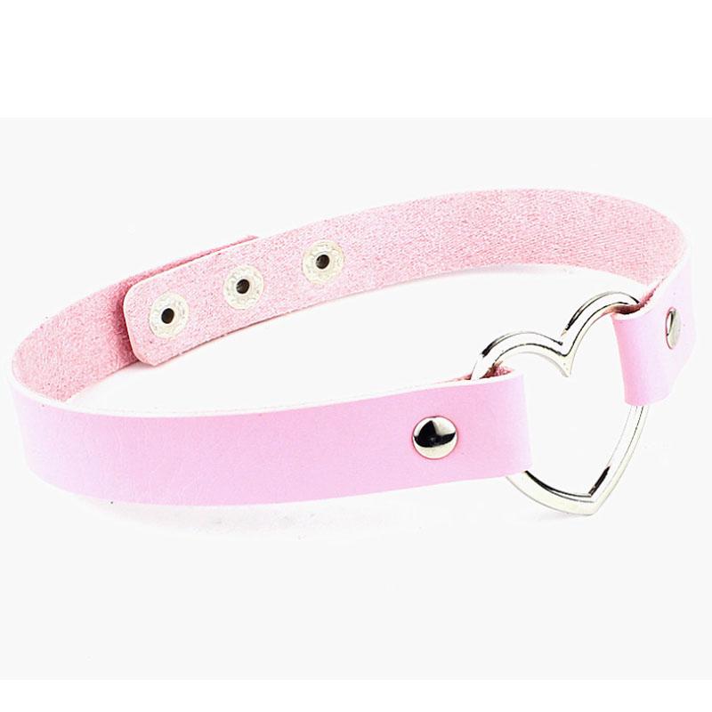 1 Collar Punk Round Gothic Goth Choker Harajuku Lovely PU Leather Neck Buckle Rivet Belts Love Heart Garters For Women Plus
