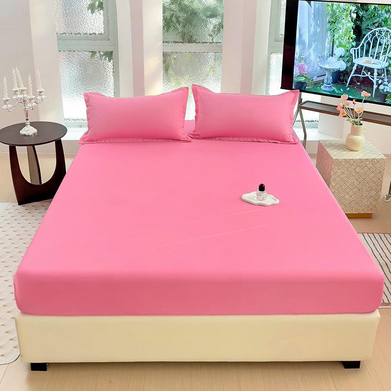 Four Seasons Skin-friendly Washed and Brushed Solid Color Pillowcase Protective Cover Double Fitted Sheet Taiwan Bed Bag