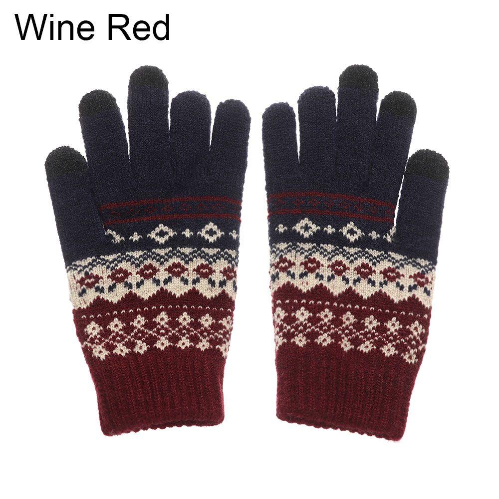 Women Men Thick Warm Touch Screen Mittens Knitted Full Finger Gloves Winter Gloves