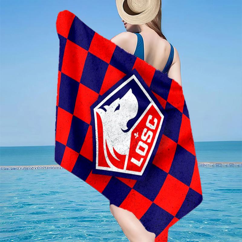 Asciugamano da Spiaggia in Microfibra con Stemma Losc Football, Leggero e Asciugatura Rapida, per Viaggi Estivi, Essenziale per la Spiaggia, Piscina