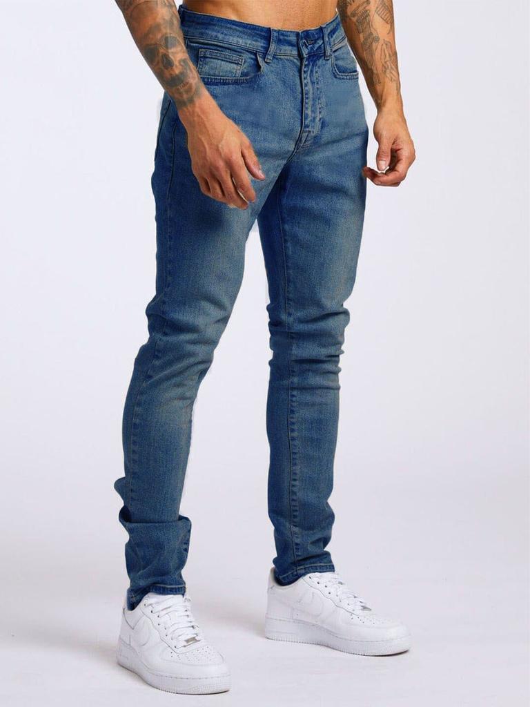 New Denim Men's Pants Ins Trend Black Slim High-waisted Denim Leggings Male
