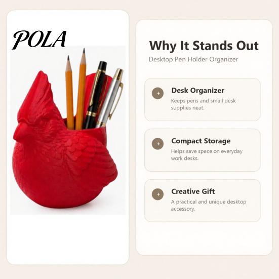 Gel Pen Holder 3D Printed Red Bird Holder, Cute Animal Pencil Smooth Surface Cup Storage Cup, Desktop Organizer for Pencils, Makeup Brushes,