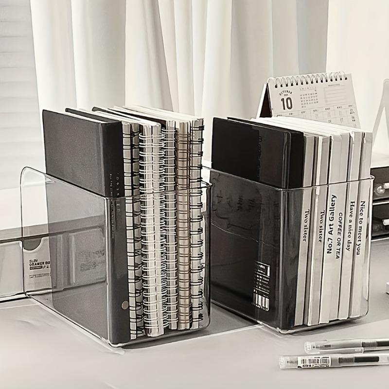 2PCS Clear Acrylic Desk Organizer with Multiple Compartment Transparent Book Stand File Holder Stationery Organizer Home Office