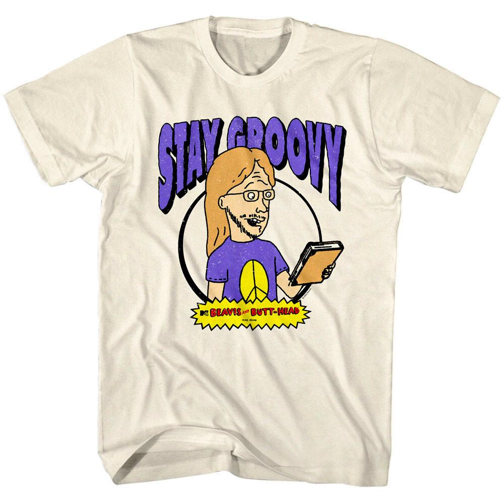 Beavis and Butthead Mr Van Driessen Stay Groovy Men T Shirt Liberal Hippie S