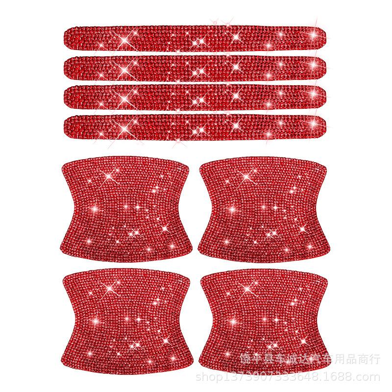 Car Door Handle Bowl Scratch Protective Bling Rhinestone Stickers Silicon Rearview Mirror Anti-collision Protection Strip
