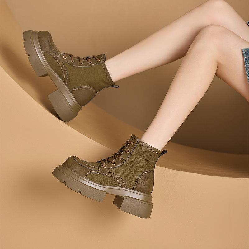 2025 autumn leather Martin boots women's Korean version of sardine cloth low tube women's short boots casual tooling boots women's locomotive boots