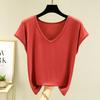 Letnia damska kamizelka bez rękawów z modalu Gładka V-neck Podstawowy T-shirt Luźny T-shirt z modalu Topy Codzienna podkoszulka