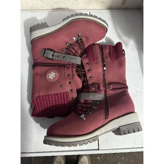 New Round Toe Mid-Calf Thin Bottom Thick Heel Knight Boots Women's Crossbelt Leather Boot Street Style Winter Rubber Sole