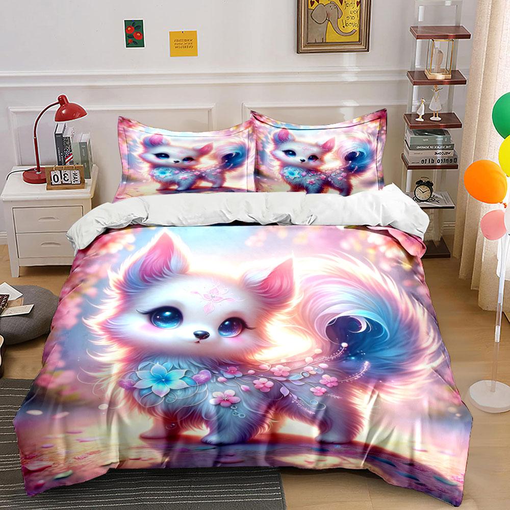 Dreamy Floral Adorned Pet Duvet Cover Set With 3D Printing Design Soft Polyester Bedding Set All-Season Comfort Luxury Gifts