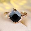 Rose Vintage French Stone Women's Fashion Casual Jewelry Square Black Ring